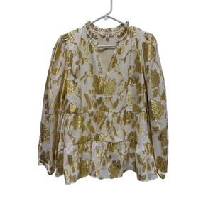 NWT White Gold Dressy Top Holiday Work Womens XS